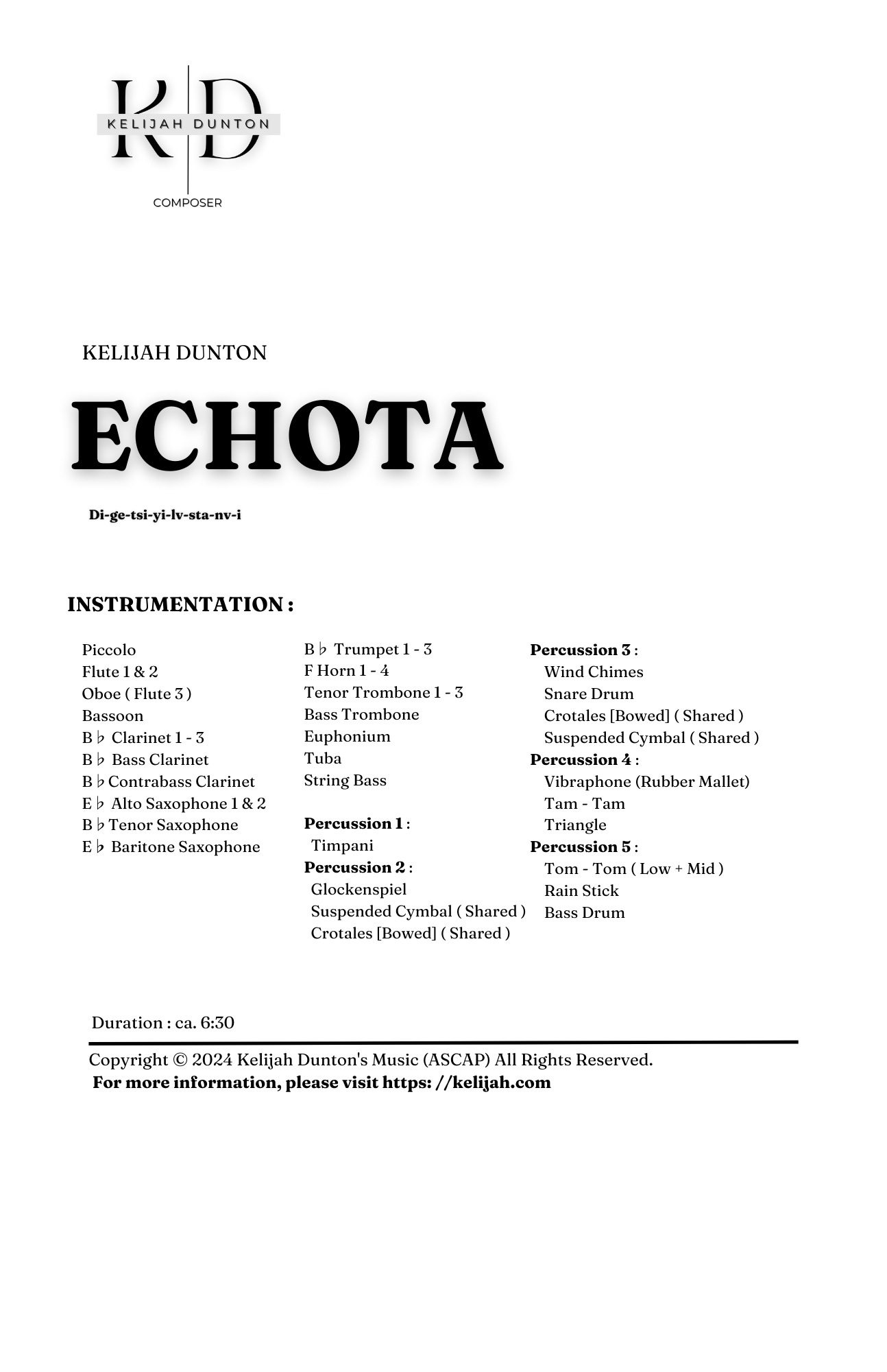 Echota (2024) (PDF Score)