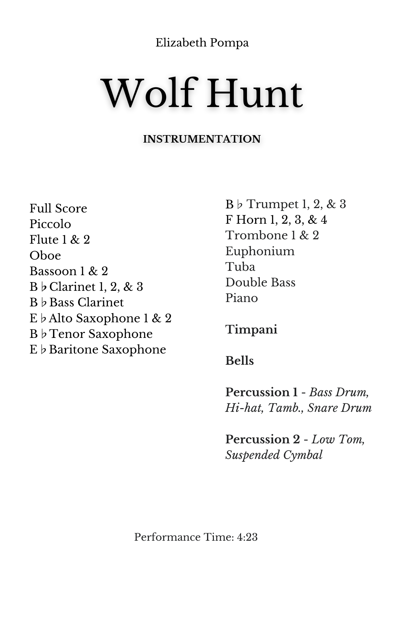 Wolf Hunt For Wind Ensemble - Elizabeth Pompa