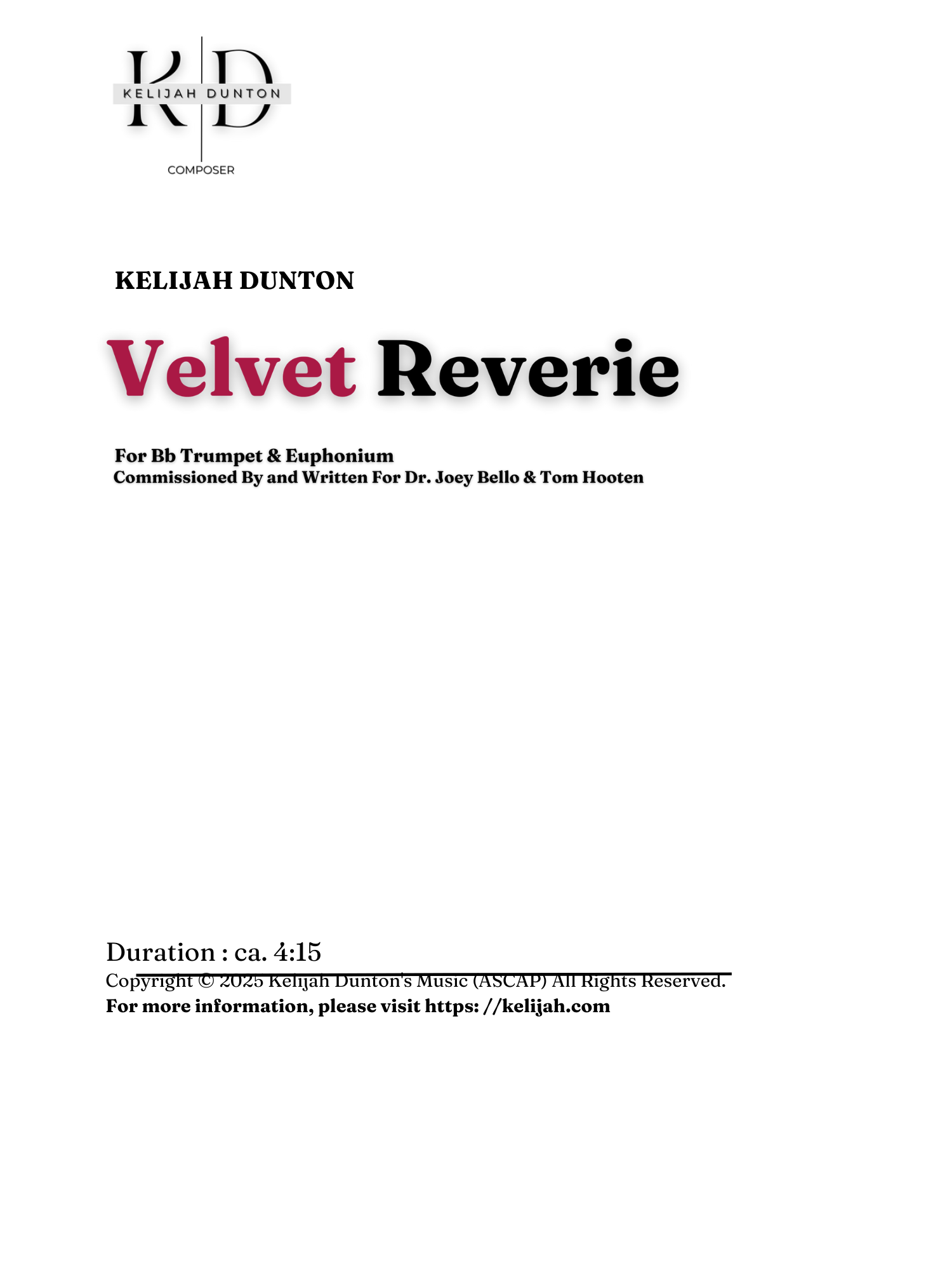 Velvet Reverie ( For Trumpet & Euphonium )